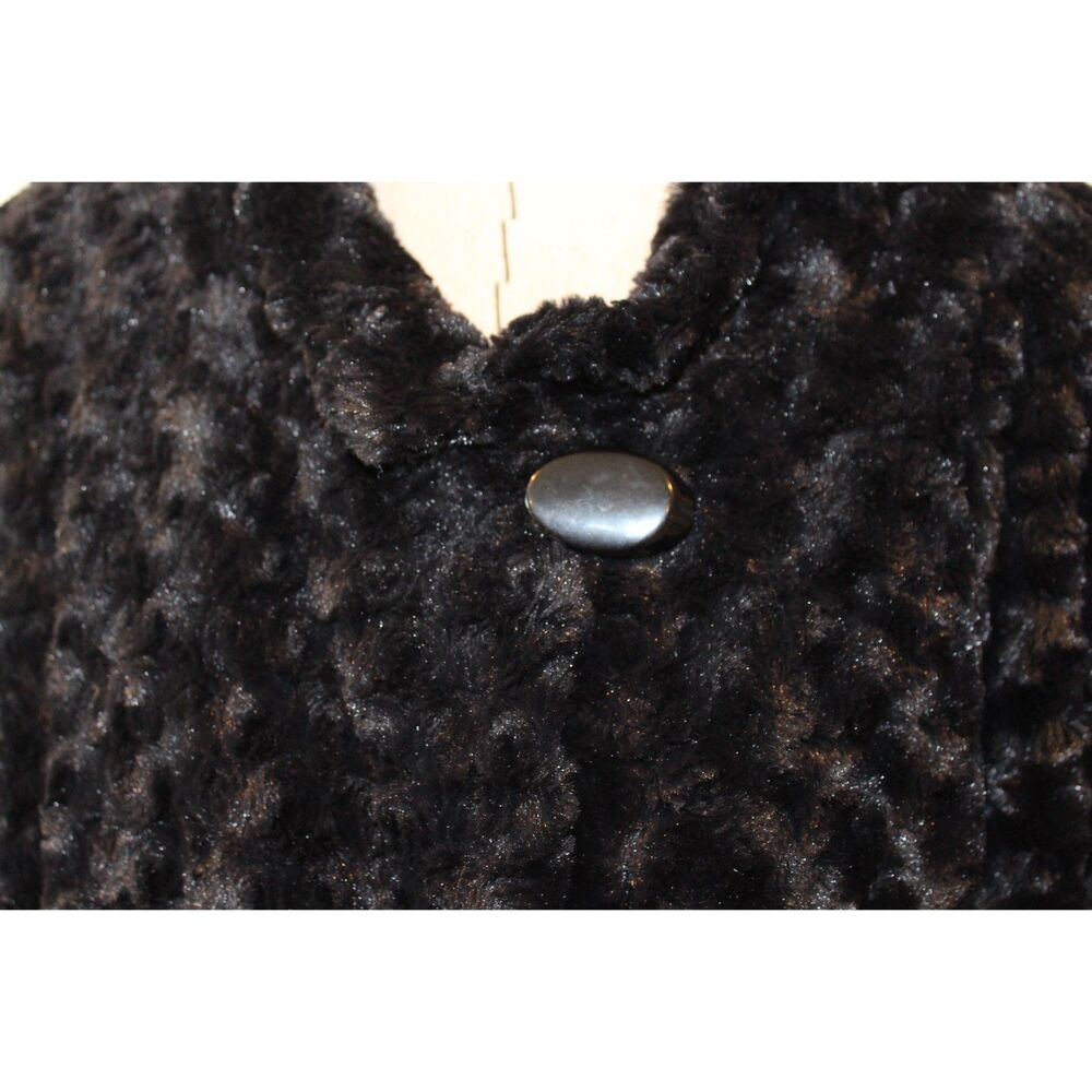 Dennis Basso Black Faux Fur Coat Elegant Luxe Mob Wife 2X - Picture 2 of 13